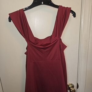 SHEIN Strapless Wine Red Dress